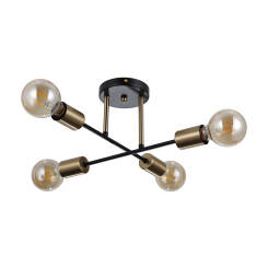 Italux Formio PND-4052-4-BL-HBR lampa wisząca industrialne stal czarny mat , mosiądz miodowy 40 cm 4xE27