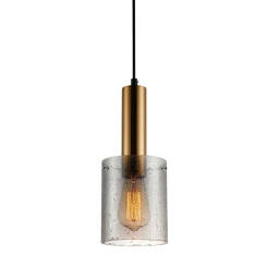 Italux Sardo Rain PND-5581-1-BRO+RNSG lampa wisząca nowoczesna stalowa mosiężna klosz szkło dymiony mokry IP20 E27 1x40W 13cm