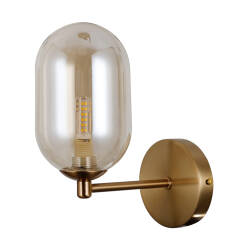 Italux Perano WL-4215-1-HBR kinkiet lampa ścienna brąż antyczny klosz bursztynowy  G9 1x5W 23cm