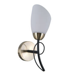 Italux Cristina WL-6706-1 kinkiet lampa ścienna stal czarny brąz antyczny klosz szkło biały IP20 28cm E27 1x40W