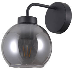 Italux Poggi WL-28028-1 kinkiet lampa ścienna nowoczesny stal czarny mat szkło dymiony 22cm IP20 E27 1x40W