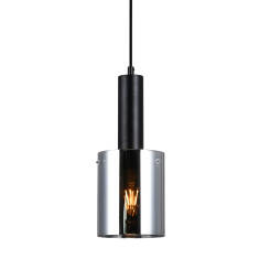 Italux Sardo PND-5581-1-BK+SG lampa wisząca nowoczesna stalowa czarny klosz szkło dymiony IP20 E27 1x40W 13cm