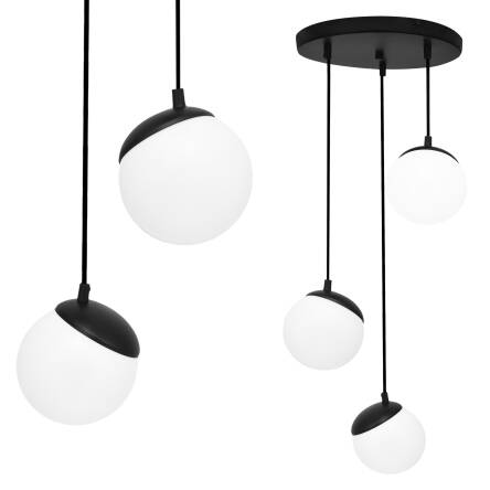 Milagro SFERA BLACK MLP8868 lampa wisząca metal czarny klosze kule szkło 3xE14 35cm