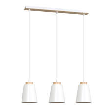 Emibig BOLERO 3 WHITE 443/3 lampa wisząca potrójna metal styl skandynawski drewno biała regulacja wysokości 3x60W E27 66cm