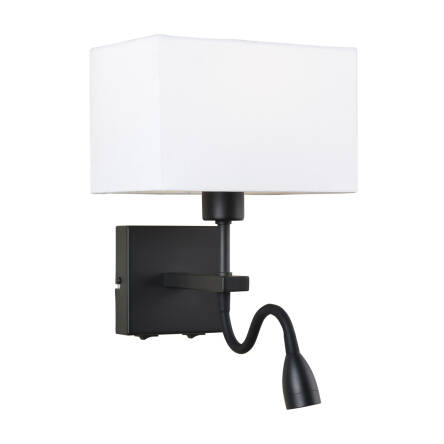 Italux Norte WL-1122-2-BL-BM-RC-WH kinkiet lampa ścienna nowoczesny stal czarny mat abażur tkanina prostokąt biały E27 60W LED 3W 3000K IP20 29cm