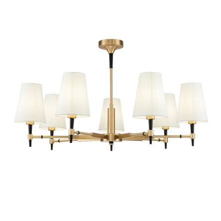 Maytoni Zaragoza H001CL-07BS lampa wisząca metalowa rama mosiądz abażur biała tkanina  7XE14 40W 88cm