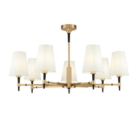 Maytoni Zaragoza H001CL-07BS lampa wisząca metalowa rama mosiądz abażur biała tkanina  7XE14 40W 88cm