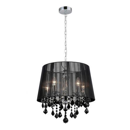 Italux lampa wisząca czarna Cornelia MDM-2572/5 BK abażur kryształy