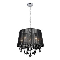 Italux lampa wisząca czarna Cornelia MDM-2572/5 BK abażur kryształy