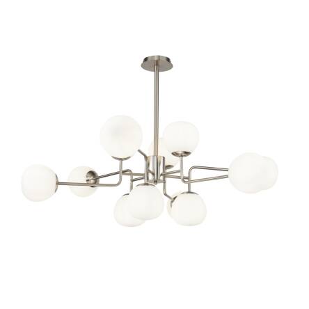 Maytoni Erich MOD221-PL-12-N lampa wisząca metalowa rama nikiel klosz matowy biały szkło 12XE14 40W 110cm