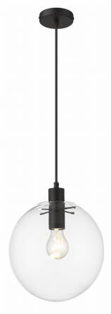 Light Prestige Puerto LP-004/1P M BK lampa wisząca metalowa czarna klosz szklana kula 1x50W E27 25cm