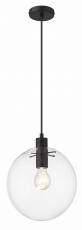 Light Prestige Puerto LP-004/1P M BK lampa wisząca metalowa czarna klosz szklana kula 1x50W E27 25cm