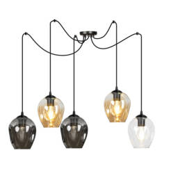 Emibig LEVEL 5 BL/MIX 759/5 lampa wisząca nowoczesna klosze szklane kule regulowana 5x60W E27 200cm