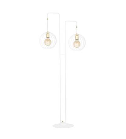 Emibig ALBIO LP2 WHITE 145/LP2 lampa podłogowa loftowa metalowa złoto biała druciak 2x60cm E27 155cm