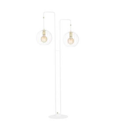 Emibig ALBIO LP2 WHITE 145/LP2 lampa podłogowa loftowa metalowa złoto biała druciak 2x60cm E27 155cm