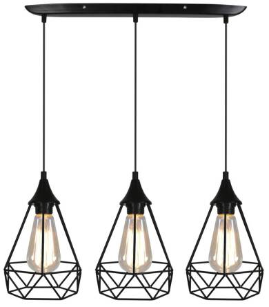 Candellux GRAF 33-62901 lampa wisząca druciana potrójna na listwie czarna 3X60W E27 65cm