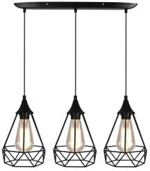 Candellux GRAF 33-62901 lampa wisząca druciana potrójna na listwie czarna 3X60W E27 65cm