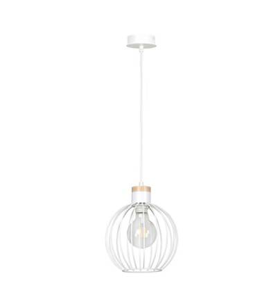 Emibig BARBADO 1 WHITE 755/1 lampa wisząca loft skandynawska metal drewno biały E27 1x60W 22cm