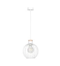 Emibig BARBADO 1 WHITE 755/1 lampa wisząca loft skandynawska metal drewno biały E27 1x60W 22cm