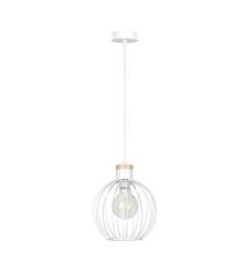 Emibig BARBADO 1 WHITE 755/1 lampa wisząca loft skandynawska metal drewno biały E27 1x60W 22cm