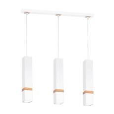 Milagro VIDAR WHITE MLP5409 lampa wisząca nowoczesna połączenie bieli z drewnem 3xGU10 60cm