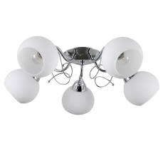 Italux Masseri PND-6895-5 plafon lampa sufitowa stal chrom klosz biały szkło E27 5x40W IP20 58cm