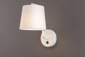 Maxlight CHICAGO W0193 kinkiet lampa ścienna metalowa abażur tkanina biały 1x40W E27 32cm