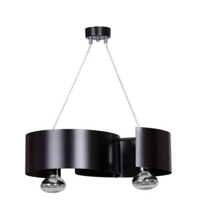 Emibig VIXON 2 BLACK 284/2 lampa wisząca nowoczesna metalowa chrom czarna 2x60W E27 44cm