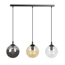 Emibig COSMO 3 BLACK MIX 714/3 lampa wisząca nowoczesna klosze szkło kule regulowana wysokość 3x40W E14 70cm