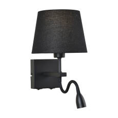 Italux Norte WL-1122-2-BL-BM-RO-BL kinkiet lampa ścienna nowoczesny stal czarny mat abażur tkanina czarny E27 60W LED 3W 29cm 3000K IP20