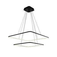 Milagro NIX BLACK ML518 lampa wisząca nowoczesna dwie wiszące oprawy kwadrat ułożone poziomo 50W LED 3000K 60cm