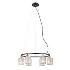 Italux Simona PND-40814-6-BK-HBR lampa wisząca kryształy E14 53cm