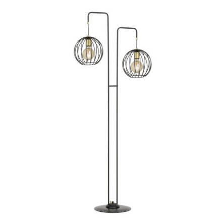 Emibig ALBIO LP2 BLACK 144/LP2 lampa podłogowa metalowa  złoto czarna klosz kula loftowa 2x60W E27 155cm