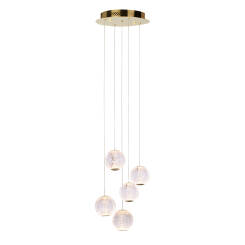 Italux Rosario PND-12220121-5A-GD lampa wisząca stal złoty klosze przezroczysty akrylowy LED 21W 3200K IP20 32cm