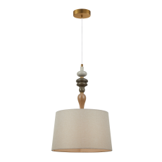 Italux Moren  PND-84678A-AB lampa wisząca , styl klasyczny, stop metali antyczny brąz, abażur morelowy, 1xE27 60W, 50,1 cm.