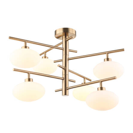 Italux plafon lampa sufitowa Fiorenzo MXM3661-6 BRO+W kolor mosiężny szklane klosze