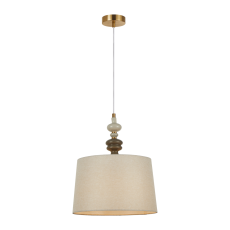 Italux Moren  PND-84678B-AB lampa wisząca , styl klasyczny, stop metali brąz antyczny, abażur morelowy, 1xE27 60W, 40,4 cm.