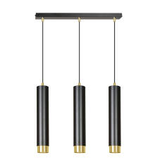 Emibig KIBO 3 BL/GOLD  644/3 lampa wisząca designerski spot czarne tuby złote dodatki 3x30W Gu-10 45cm