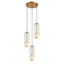 Italux lampa wisząca Simon MDM-3938/3 GD złota druciana potrójna 37cm