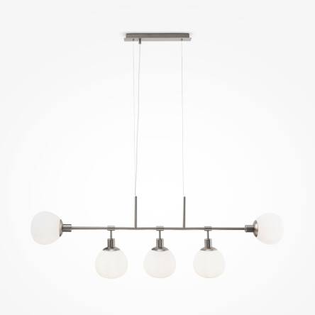 Maytoni Erich MOD221-PL-05-N lampa wisząca metalowa rama nikiel klosz matowy białe szkło 5XE14 40W 120cm