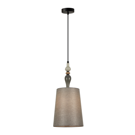 Italux Nerom  PND-22374C-BK  lampa wisząca , styl klasyczny, stop metali czarna , abażur szary, 1xE27 60W, 49,1 cm.