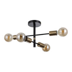 Italux Piansi PND-4025-4-BL-HBR lampa wisząca industrialne stal  czarny mat , mosiądz miodowy 40 cm 4xE27