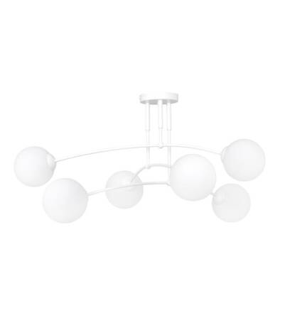 Emibig PREGOS 6 WHITE 671/6 plafon lampa sufitowa biały metal klosze szkło kule mleczne 6x40W E14 70cm