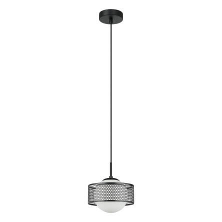 Italux Lomica PND-55456-1M-BK lampa wisząca nowoczesna stalowa czarna klosz szkło biały 20 cm E27 1x40W