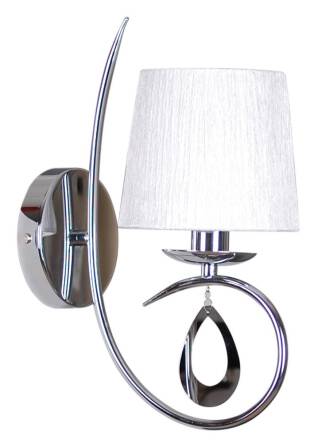 Candellux ARNIKA 21-21649 kinkiet lampa ścienna chrom kreszowany biały abażur ozdoba łezka 1X40W E14 13 cm