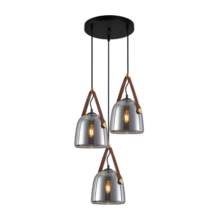 Italux Solta  PND-24342-3A-BK-SG lampa wisząca nowoczesna stalowa klosze szkło dymione IP20 E27 3x40W 40cm