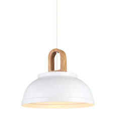 Italux lampa wisząca Danito MDM3153/1M W biała z drewnem 30cm