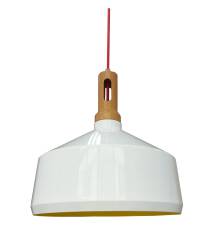 Candellux ROBINSON 31-37688 lampa wisząca aluminiowy klosz biały wnętrze żółte imitacja drewna 1X60W E27 36cm