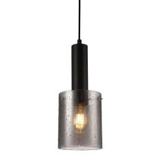 Italux Sardo Rain PND-5581-1-BK+RNSG lampa wisząca nowoczesna stalowa czarny klosz szkło dymiony mokry IP20 E27 1x40W 13cm