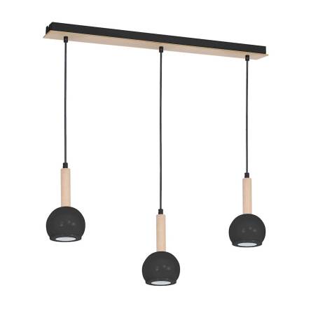 Milagro BOLLE BLACK MLP8844 lampa wisząca regulacja wysokości czarne półokrągłe klosze 3xGU10 60cm